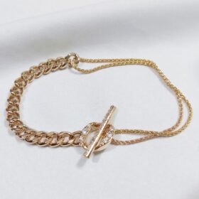 Çift Zincirli Geçmeli Bileklik Gold