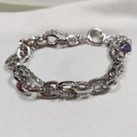 İnce Burgu Su Yolu Zincir Detaylı Bileklik Silver