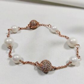 Top İncili Taşlı Bileklik Rose