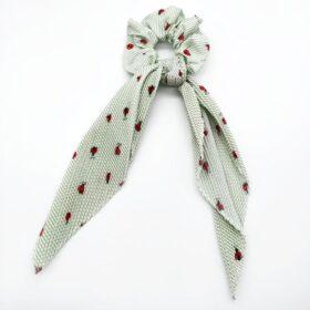 Uğur Böceği Desenli Yeşil  Simitli Fular Toka