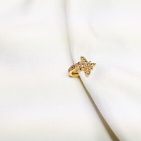 Zirkon Taşlı Arı Figürlü Sıkıştırmalı Kıkırdak Gold Küpe