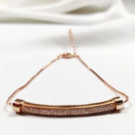 Zirkon Taşlı İnce Zincir Bileklik Rose