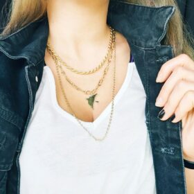 Çoklu Zincir Kuş Detaylı Gold Spor Kolye