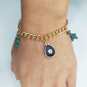 Nazar Boncuk Detaylı Gold Spor Bileklik