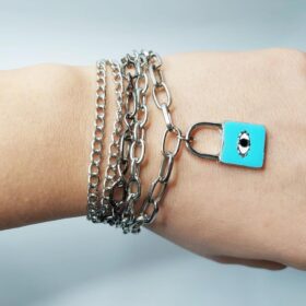 Turkuaz Kilit Detaylı Çoklu Spor Silver Bileklik